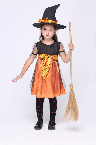 F68032 Girls Orange Charmed Witch Costume